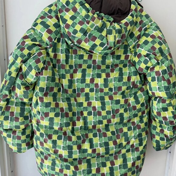 Uniqlo x Marni Oversized Down Hooded Coat Green Hand-Drawn Print S 4-10 - Picture 6 of 10